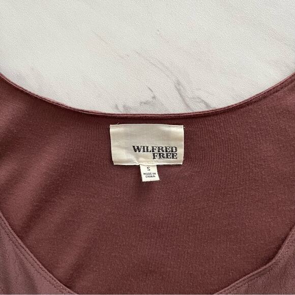 Aritzia Wilfred Free Teigen Crepe Mini Dress Casual Minimalist Mauve Brown Small - Picture 8 of 11